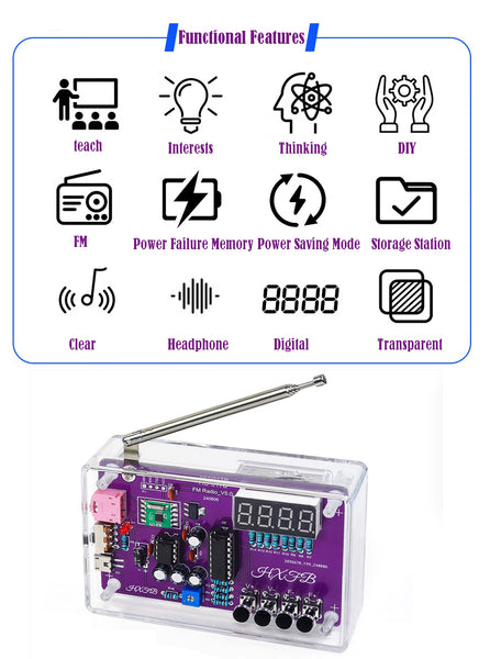 Gikfun Portable FM Radio Kit Soldering Practice Kit DIY School Project Electronic Soldering Hobbyist Kit FM 87-108MHz with 2 Power Modes EK2163