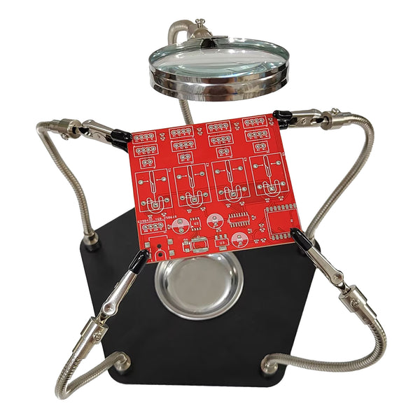 Gikfun PCB Soldering Helping Hands with 3x Magnifier & 360° Rotating Alligator Clips, Adjustable Third Hand Tool with Storage Tray for Electronic Repair, Craft, Hobby DIY EK2175