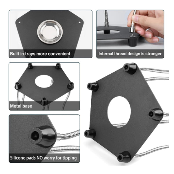 Gikfun PCB Soldering Helping Hands with 3x Magnifier & 360° Rotating Alligator Clips, Adjustable Third Hand Tool with Storage Tray for Electronic Repair, Craft, Hobby DIY EK2175