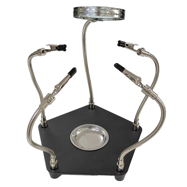 Gikfun PCB Soldering Helping Hands with 3x Magnifier & 360° Rotating Alligator Clips, Adjustable Third Hand Tool with Storage Tray for Electronic Repair, Craft, Hobby DIY EK2175