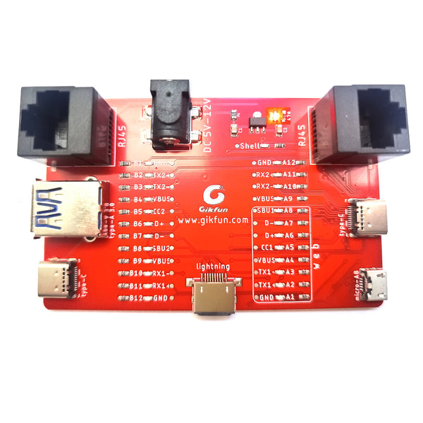 Gikfun USB Cable Tester Board USB Cable Checker Data Wire Charging Test Data Line for Type-C Micro AB Lightning RJ45 connector GK1030