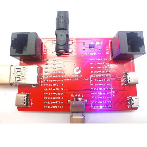 Gikfun USB Cable Tester Board USB Cable Checker Data Wire Charging Test Data Line for Type-C Micro AB Lightning RJ45 connector GK1030