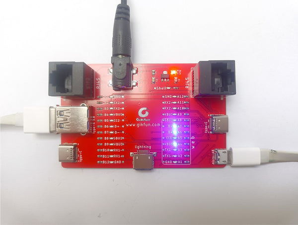 Gikfun USB Cable Tester Board USB Cable Checker Data Wire Charging Test Data Line for Type-C Micro AB Lightning RJ45 connector GK1030