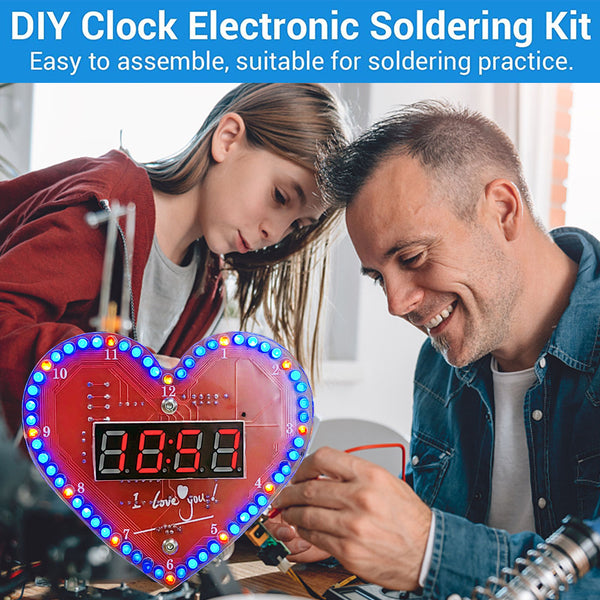 Gikfun Heart Shaped 4 Bits Digital Flashing LED Electronic Soldering Clock Kits Soldering Practice Learning Board DIY Kit for School Project
