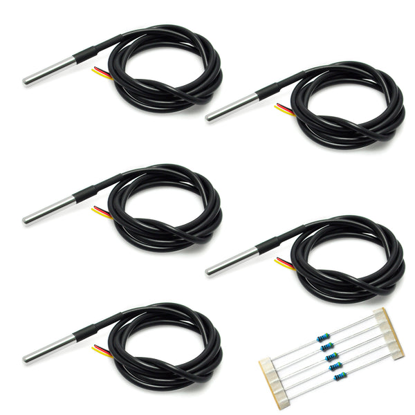 Gikfun DS18B20 Temperature Sensor Waterproof Digital Thermal Probe Sensor for Arduino (Pack of 5pcs)