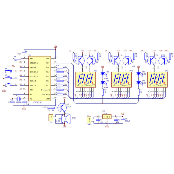 Gikfun 6 Bits Digital LED Electronic Clock DIY Kits PCB Soldering Practice Learning Board AT89C2051 FR-4