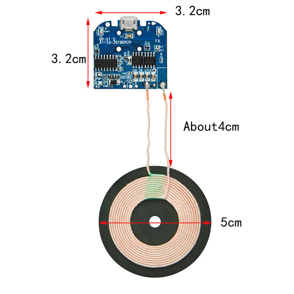 Gikfun 5W Qi Wireless Charger PCBA Circuit Board Coil Wireless Charging Micro USB Port