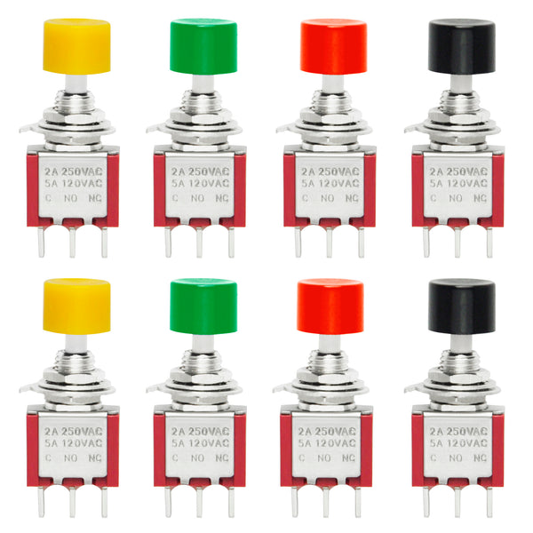 Gikfun AC 2A 250V/ 5A 120V NO/NC SPST Momentary Push Button Switch DIY Kit for Arduino (Pack of 8pcs)