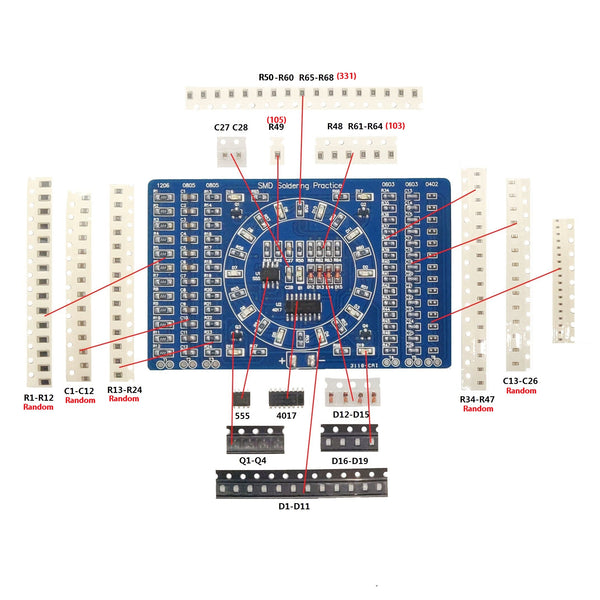 Gikfun 1000PCS DIY SMD SMT Welding Practice Soldering Skill Training Board