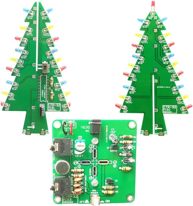 Tree Light Flasher Gikfun Audio Controlled 3D LED Flashing Christmas Tree DIY Kits Solder