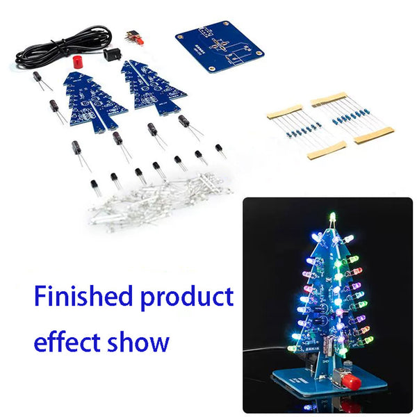 Gikfun DIY 7-Color LED 3D Christmas Tree Soldering Practice Kit - School Electronics Project, Holiday Decoration EK2178