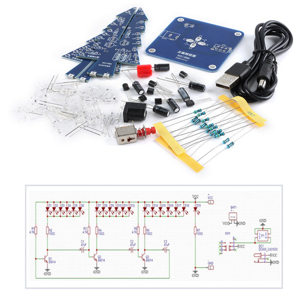 Gikfun DIY 7-Color LED 3D Christmas Tree Soldering Practice Kit - School Electronics Project, Holiday Decoration EK2178