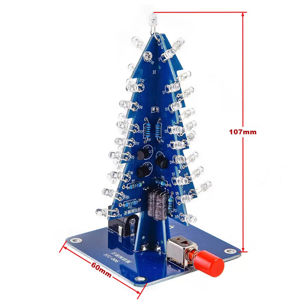 Gikfun DIY 7-Color LED 3D Christmas Tree Soldering Practice Kit - School Electronics Project, Holiday Decoration EK2178