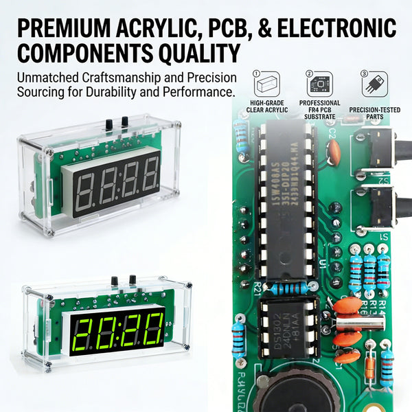 Gikfun 4-Digit DIY Digital Clock Kit with Temperature Display, Electronics Soldering Practice Project for School Learning and Teaching, Alarm Clock with Adjustable Brightness for Home Office EK2179