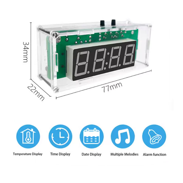 Gikfun 4-Digit DIY Digital Clock Kit with Temperature Display, Electronics Soldering Practice Project for School Learning and Teaching, Alarm Clock with Adjustable Brightness for Home Office EK2179