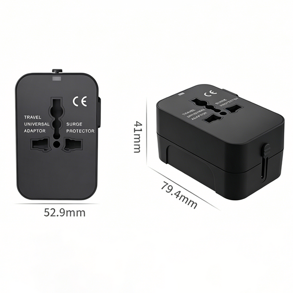 Universal Travel Adapter Fast Charging for USA EU UK AUS Black EK2183