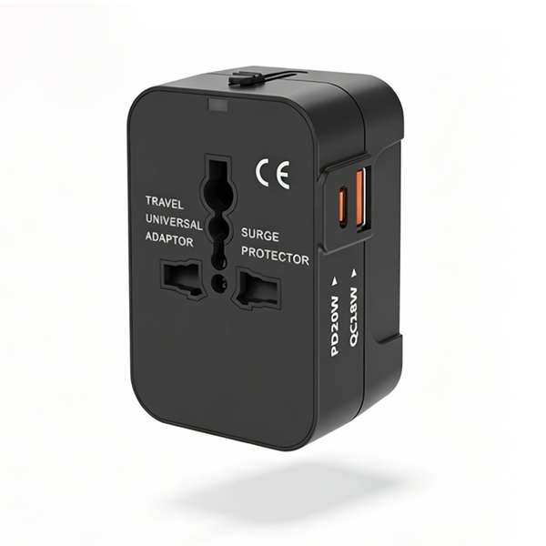 Universal Travel Adapter Fast Charging for USA EU UK AUS Black EK2183