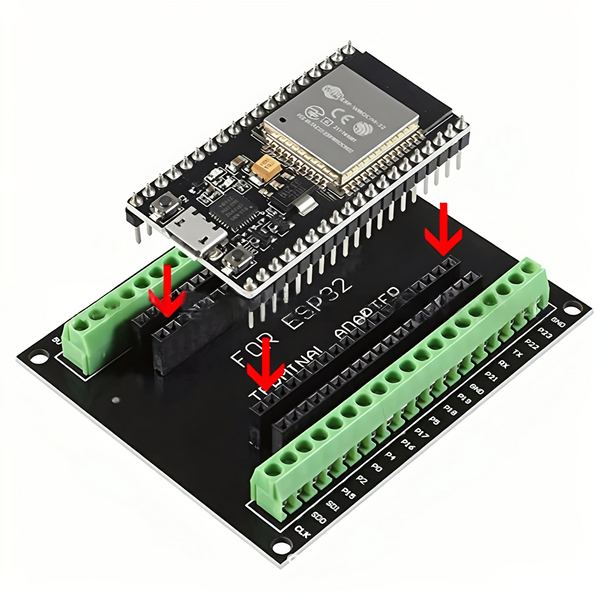 2Pcs ESP32 38-Pin GPIO 1-to-2 Splitter Board for Narrow ESP-WROOM-32 | with 40Pcs Cables• Double‑Layer PCB • Screw Terminals & Pin Headers • No Soldering Required • Plug & Play EK2186