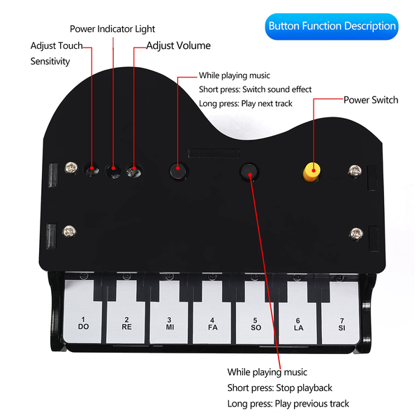 DIY Electronic Piano Soldering Kit-12 Sounds, LED, Graphic Coding | programmable piano DIY Touch the buttons Rich built-in sound effects for diverse musical expression