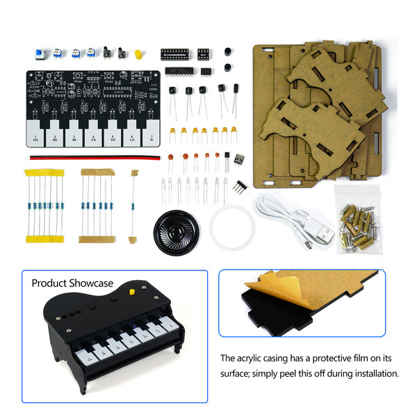 DIY Electronic Piano Soldering Kit-12 Sounds, LED, Graphic Coding | programmable piano DIY Touch the buttons Rich built-in sound effects for diverse musical expression