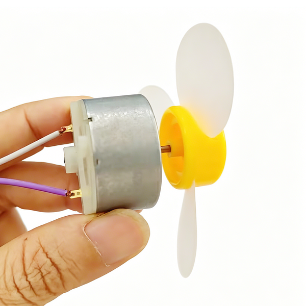 2-Pack High Torque 500 DC Motor for DIY Fan & DIY STEM Kits | Come with 1Pcs 3-Blade Soft Propeller Fan+4Pcs wire EK2188