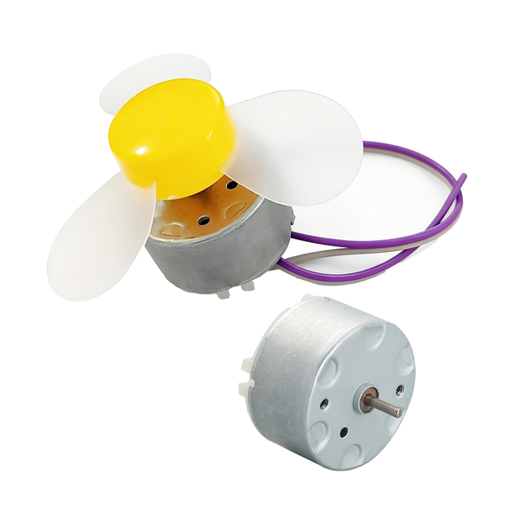 2-Pack High Torque 500 DC Motor for DIY Fan & DIY STEM Kits | Come with 1Pcs 3-Blade Soft Propeller Fan+4Pcs wire EK2188