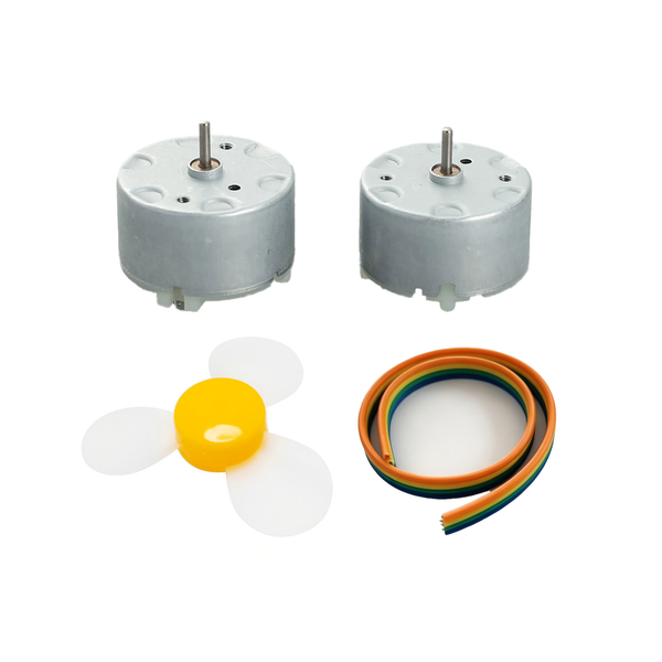 2-Pack High Torque 500 DC Motor for DIY Fan & DIY STEM Kits | Come with 1Pcs 3-Blade Soft Propeller Fan+4Pcs wire EK2188