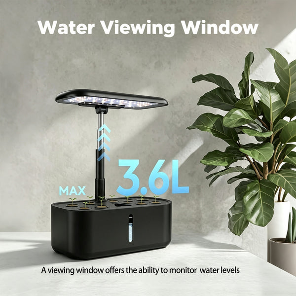 Gikfun 10 Pods Indoor Garden Growing System with LED Grow Light Quiet Water Pump, Adjustable Height for Fresh Herbs, Vegetables, Indoor Kitchen Gardening