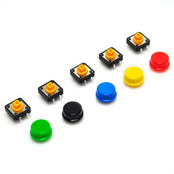 Gikfun 12x12x7.3 mm Tact Tactile Push Button Momentary SMD PCB Switch with Cap for Arduino (Pack of 25pcs)