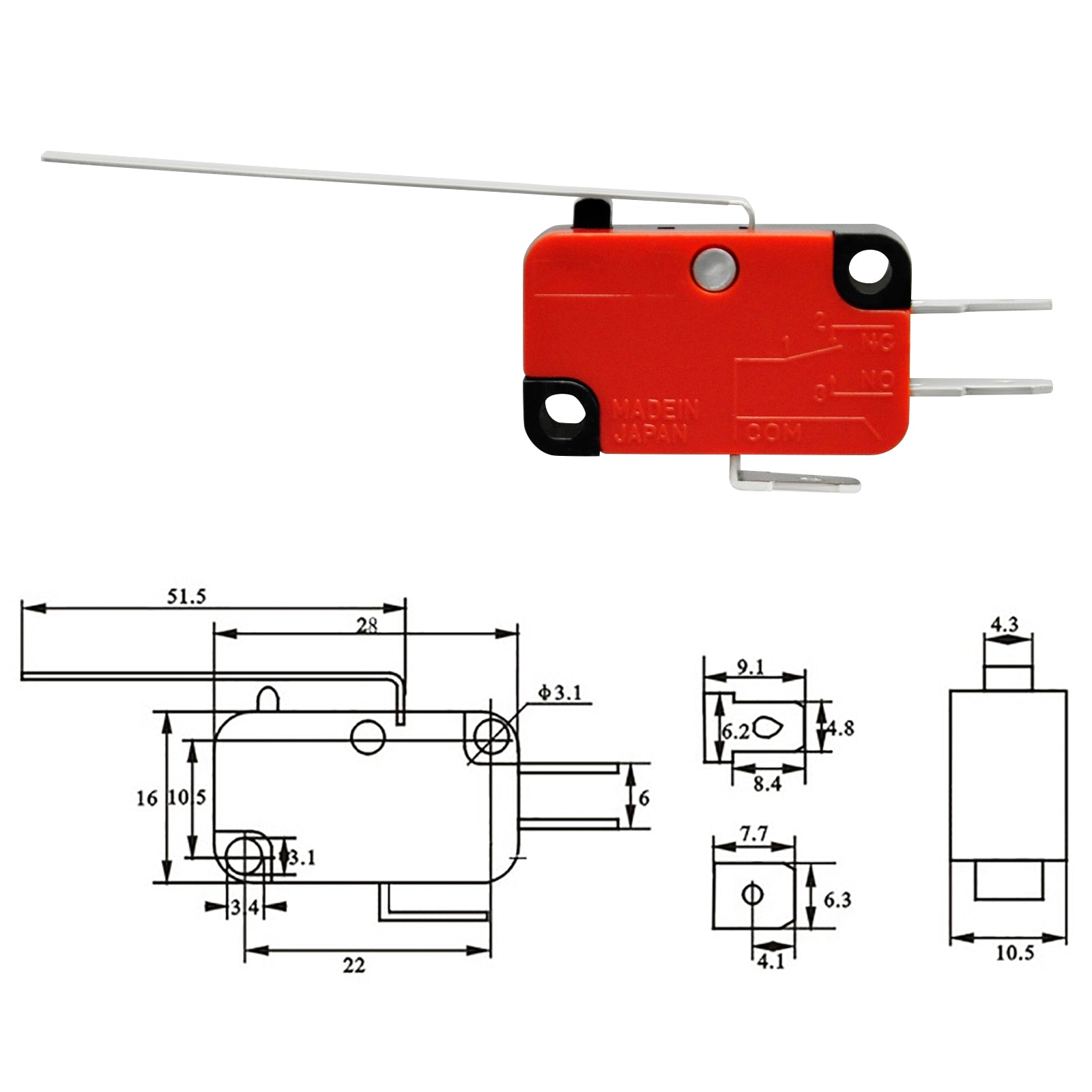 Micro Switch Switch Simple Charnière Moment Roller Bras AC 250V 5A SPDT 1NO 1NC Action Snap - Foto 11