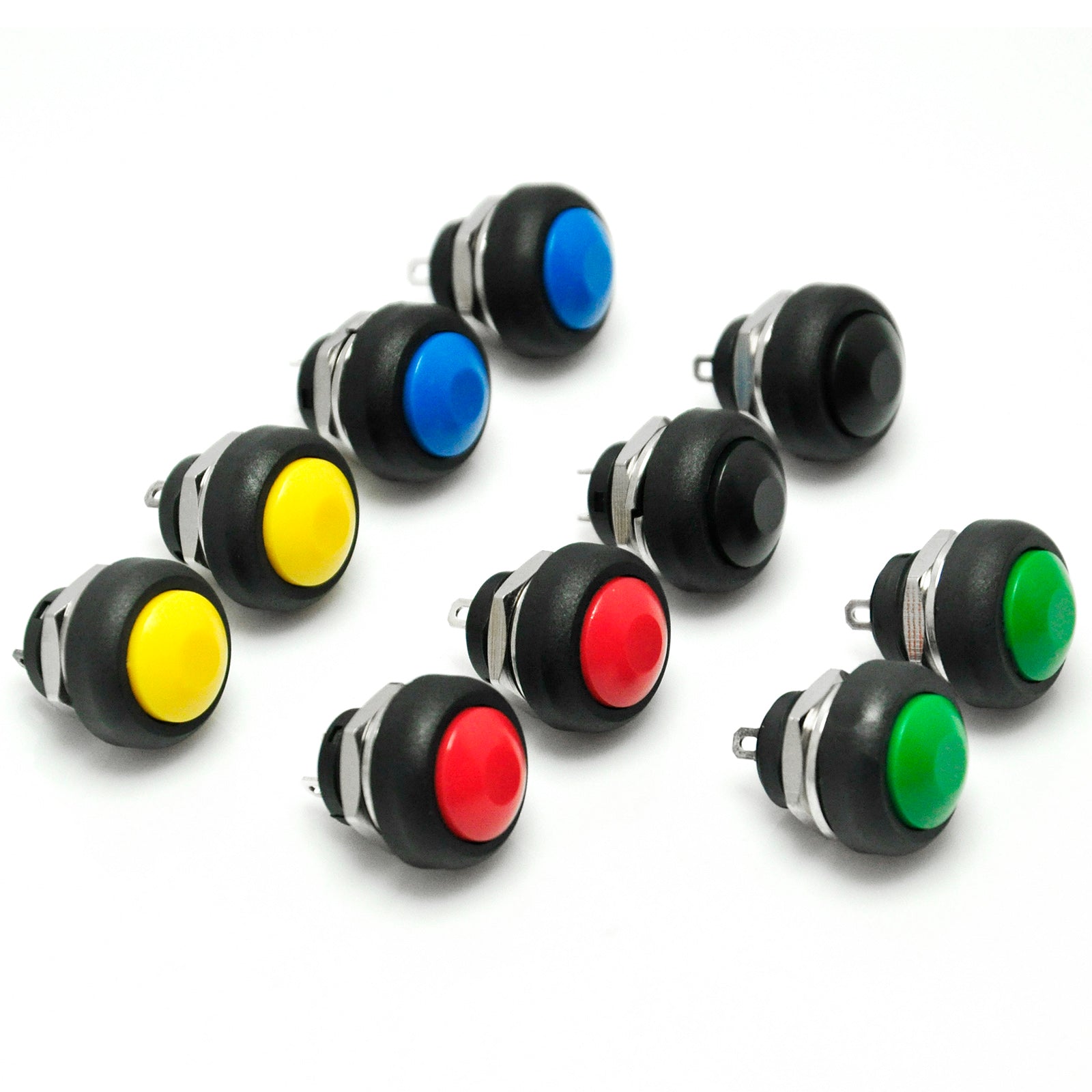 Gikfun 12mm Waterproof Push Button Momentary On Off Switch 5 Colors DIY Kit for Arduino (Pack of 10pcs)