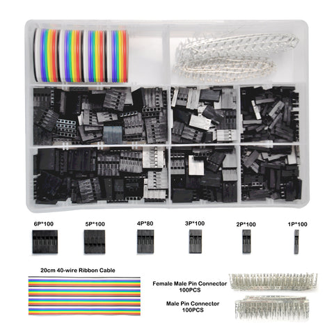 Gikfun 780pcs 2.54mm Pitch 1 2 3 4 5 6Pin Housing Connector Dupont Wire Male Female Crimp Pins Adaptor Assortment Kit for RC Servo, Arduino, SMT, SATA, EPS, Battery Balancer